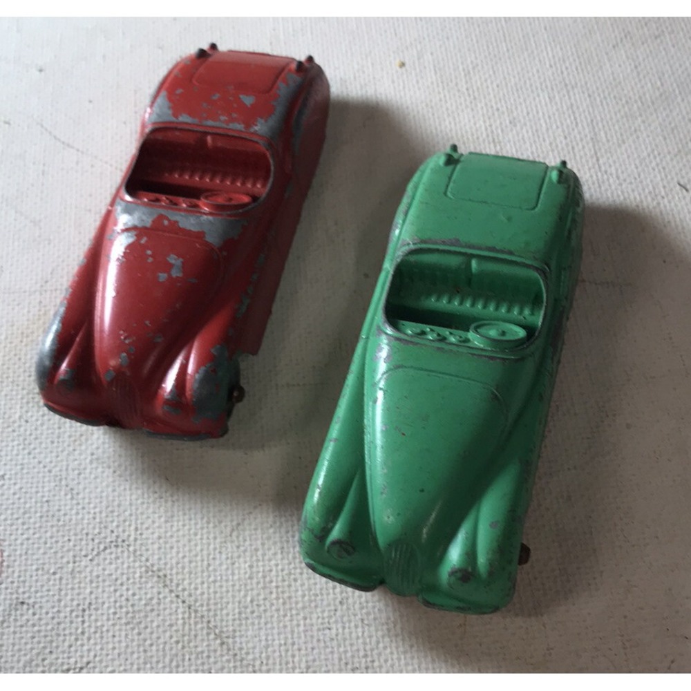 Vintage Tootsie Toy Cars Convertible Red And Green Jaguars